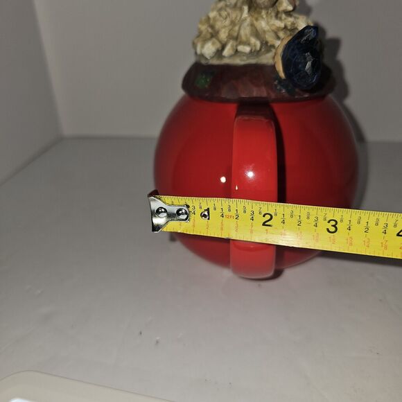 SANTA CLAUS Custom Christmas Teapot Springy Arms Holiday 8.5"x8" Red Ceramic - Picture 14 of 14